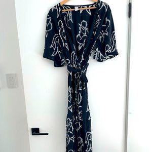 Long silk wrap dress